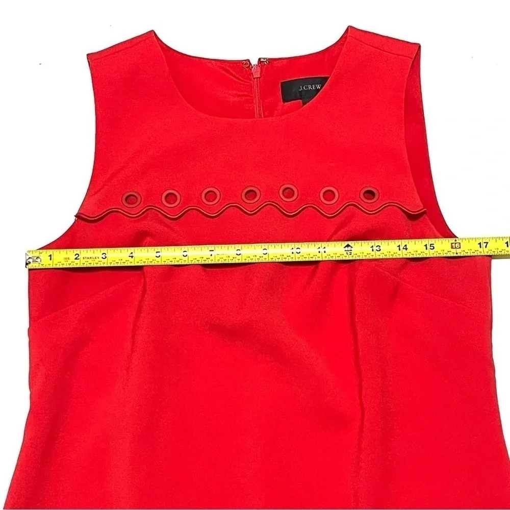 J.Crew Woman Red Grommet Scalloped Shift Sleeveless Dress Size 8